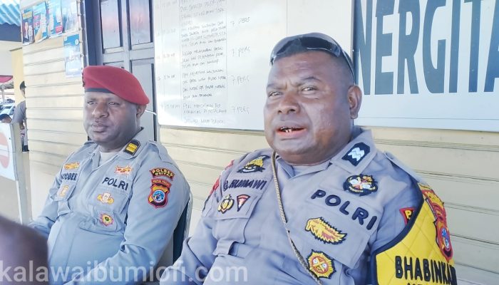 Personel Pospol Pasar Kalibobo, Siap Jaga Stabilitas Jelang Lebaran