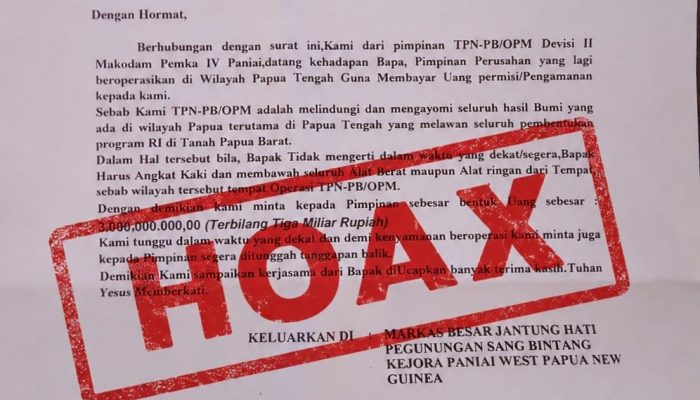 Klarifikasi Panglima WPA: Surat Permintaan Uang Pengamanan Itu Bukan Dari Saya