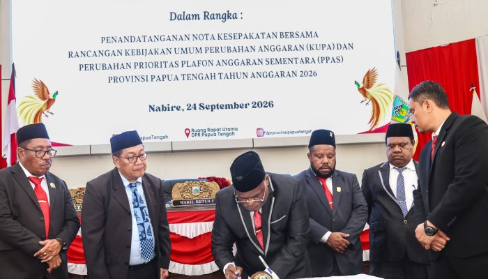 Pemprov dan DPR Papua Tengah Tandatangani KUPA dan Perubahan PPAS