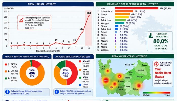 496 Titik Panas Terdeteksi di Nabire, Yaur Tertinggi